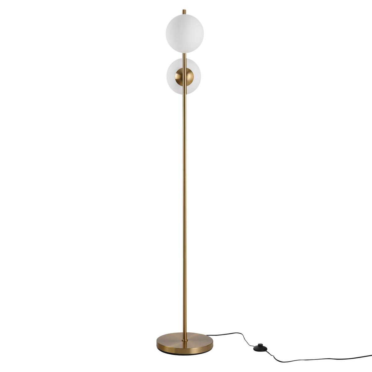 STEHLAMPE Stehleuchte Standleuchte 2-teiliger Glas-Lampenschirm Golden+Weiß - Weiß, Metall (39/28/165cm) - HOMCOM