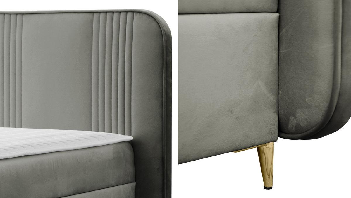 BOXBETT Fandy - H3 - Goldfarben/Dunkelblau, Holz/Textil (140/200cm) - MIRJAN24