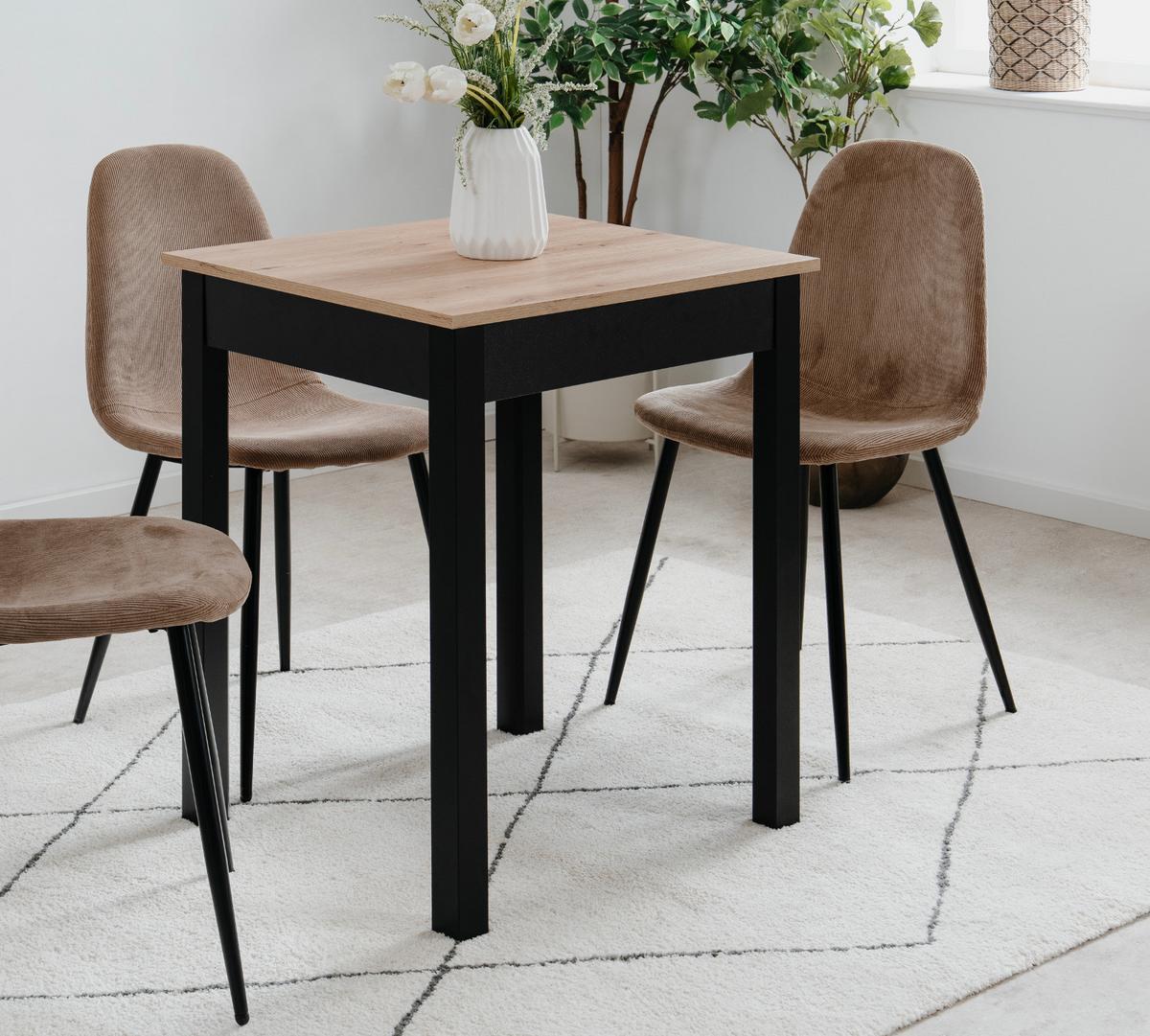 ESSTISCH Eiche Artisan, schwarz 60 x 67 cm, Küchentisch in modernem Design - Schwarz/Eiche Artisan, Holzwerkstoff/Kunststoff (67/60/76cm) - Furn.Design