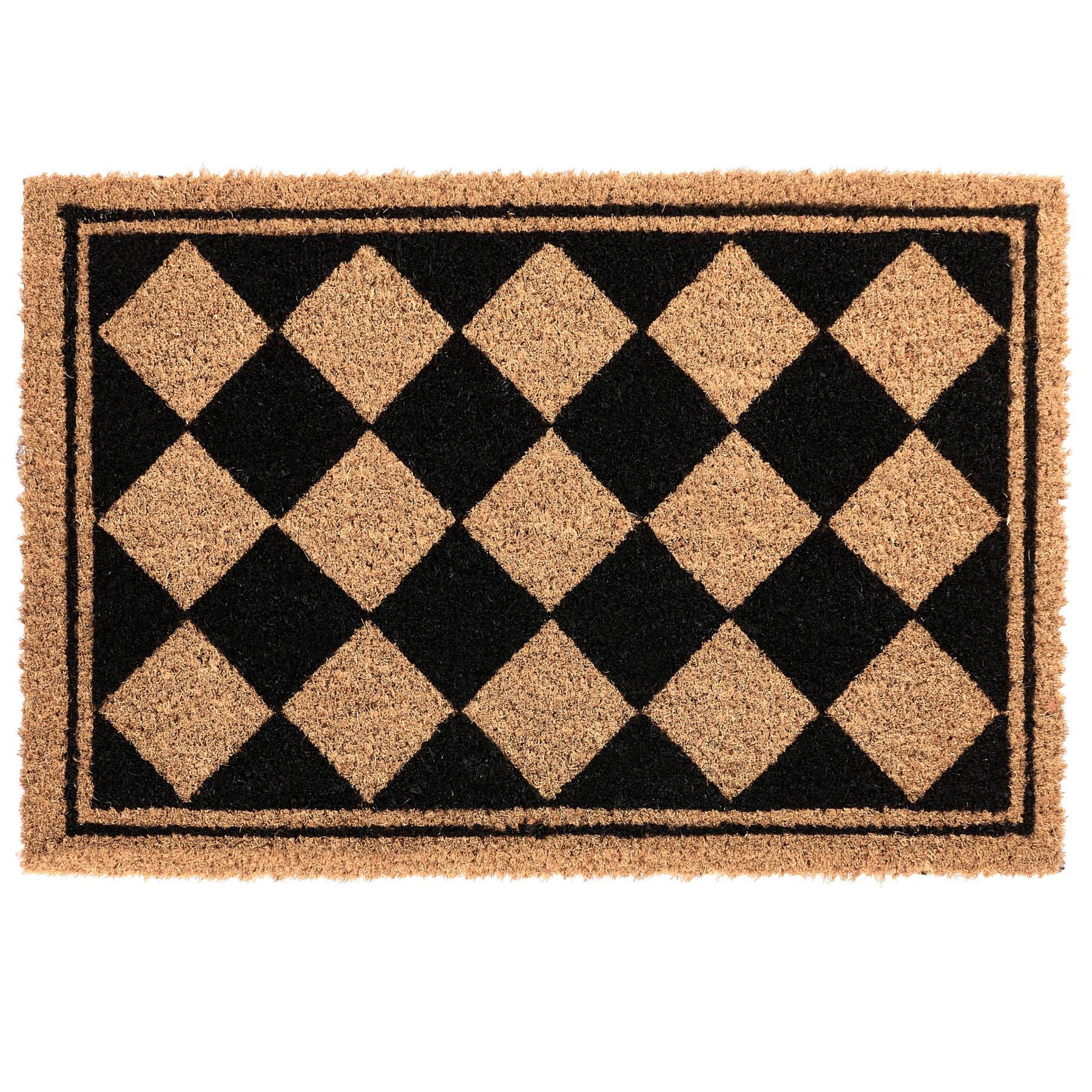 FUSSMATTE Beige/Schwarz 40/60 cm Kokosfasern Cardona - Beige, Textil (40/60cm) - Beliani