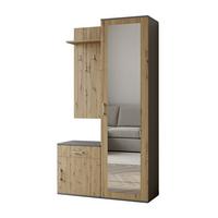 GARDEROBENSCHRANK Magnola Grau Artisan Eiche 100/180,5/35 cm – Modern, mit Spiegel und viel Stauraum - Hellbraun/Grau, Holzwerkstoff/Kunststoff (100/180.5/35cm) - AX Living