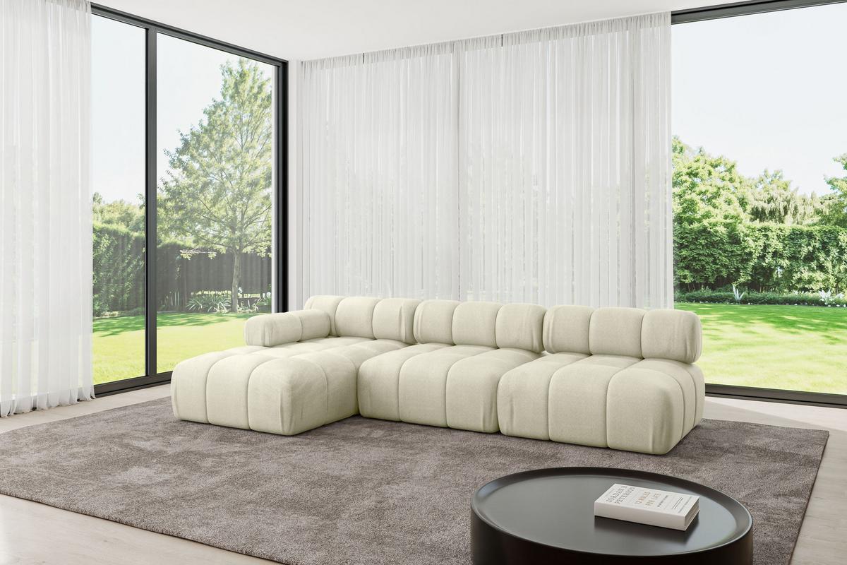 ECKSOFA modulares Sofa Razon-L2 - 285x160x70 cm Beige Velours - Beige, Holzwerkstoff/Textil (285/160cm) - ALTDECOR