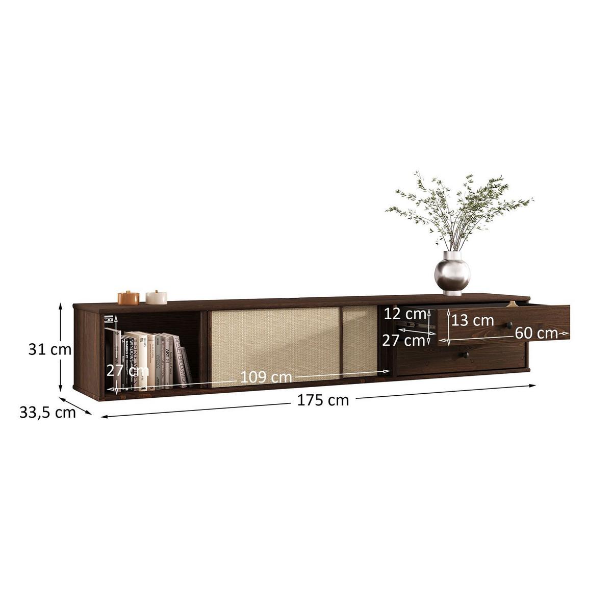 LOWBOARD SIMONA nussbaum - Nussbaumfarben, Holz (175/30/34cm) - IDIMEX