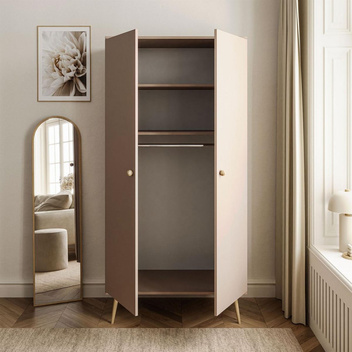 KLEIDERSCHRANK Zweitüriger HARMONY Macchiato - Cappuccino, Holzwerkstoff (100/202/52cm) - Lookway
