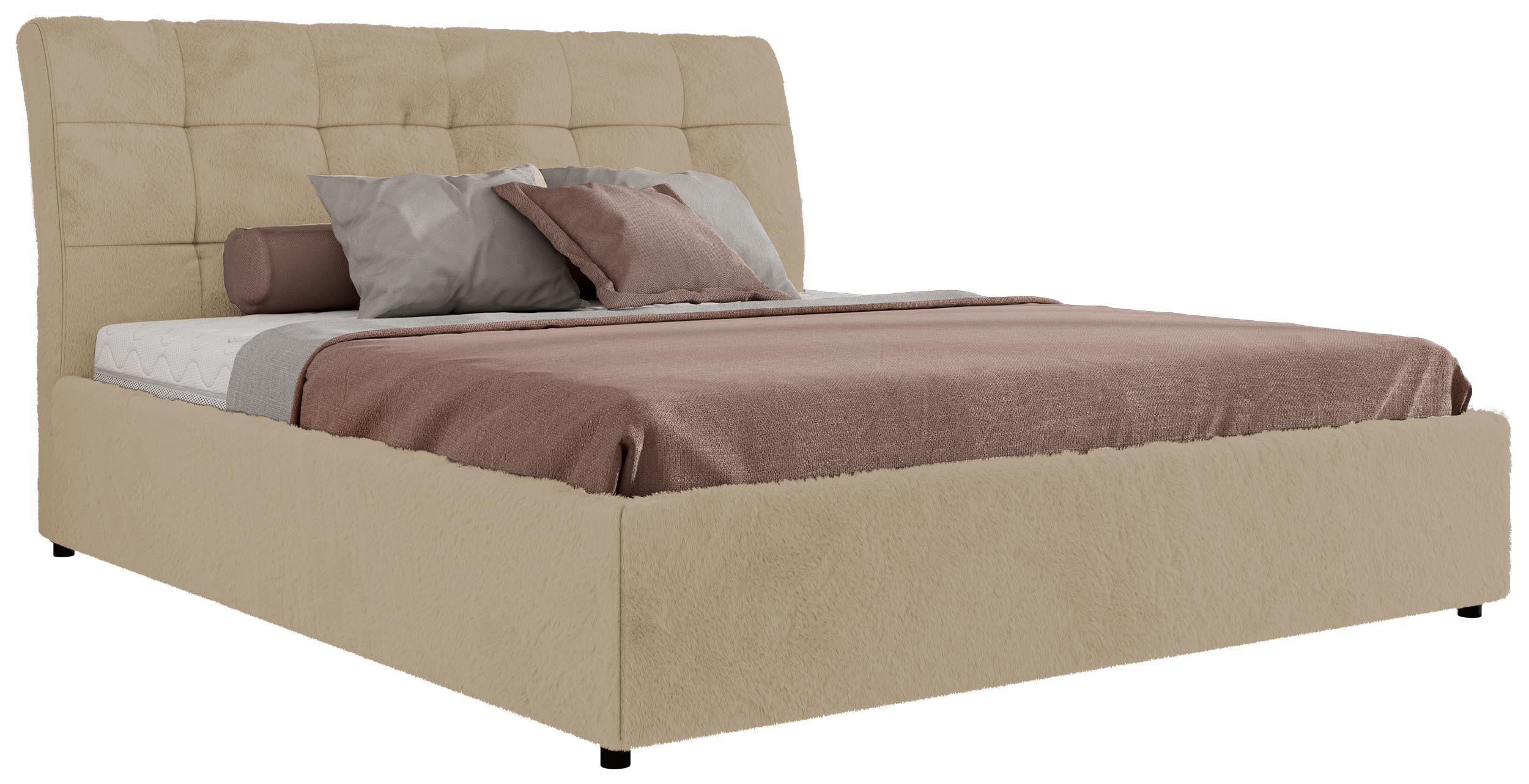 POLSTERBETT GALA CLASSIC 180/200 - Creme Plüsch - ohne Matratze - Creme, Textil (180/200cm) - MKS