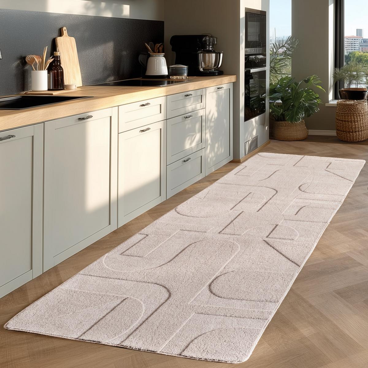 TEPPICH Kurzflor Waschbar LAVAREDO in Creme, im Skandi-Stil, 80 x 150 cm - Beige, Textil (80/150cm) - KADIMA DESIGN