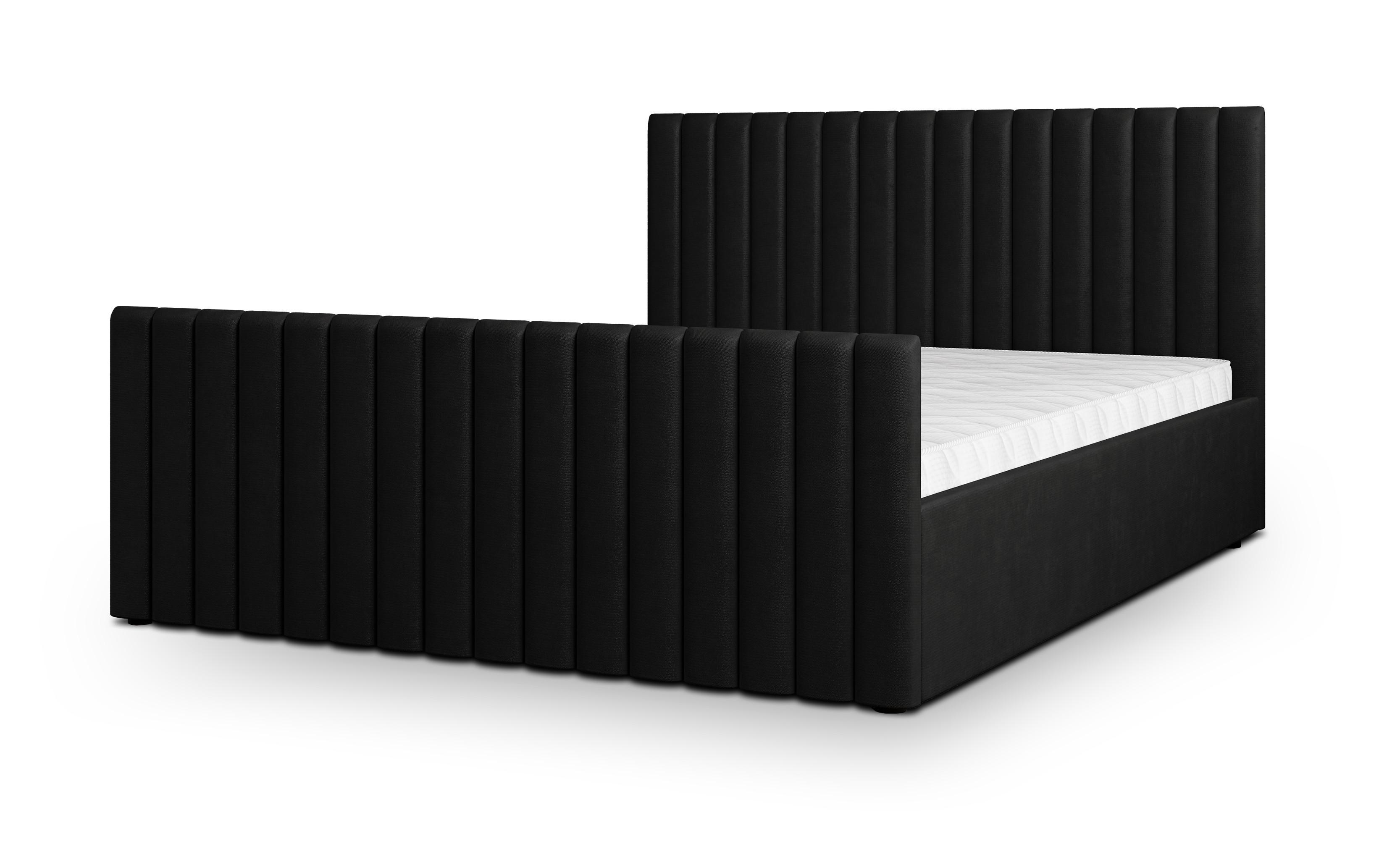 POLSTERBETT CANOVA 160x200 cm mit Bettkästen - Schwarz - Schwarz, Holz (160/200cm) - MASSENO