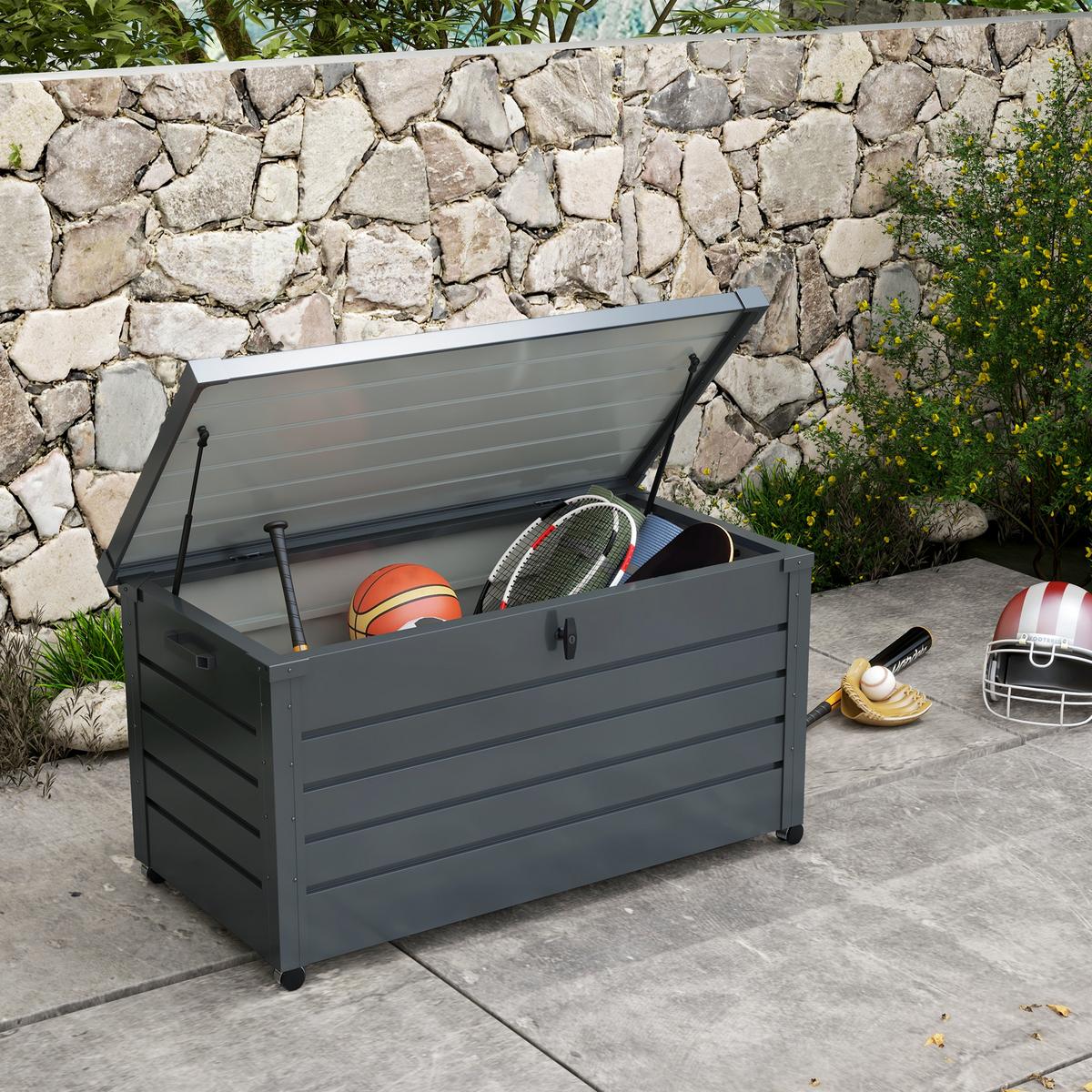 GARTENBOX Verzinkter Stahl Dunkelgrau - Dunkelgrau, Metall (62/66/120cm) - Outsunny