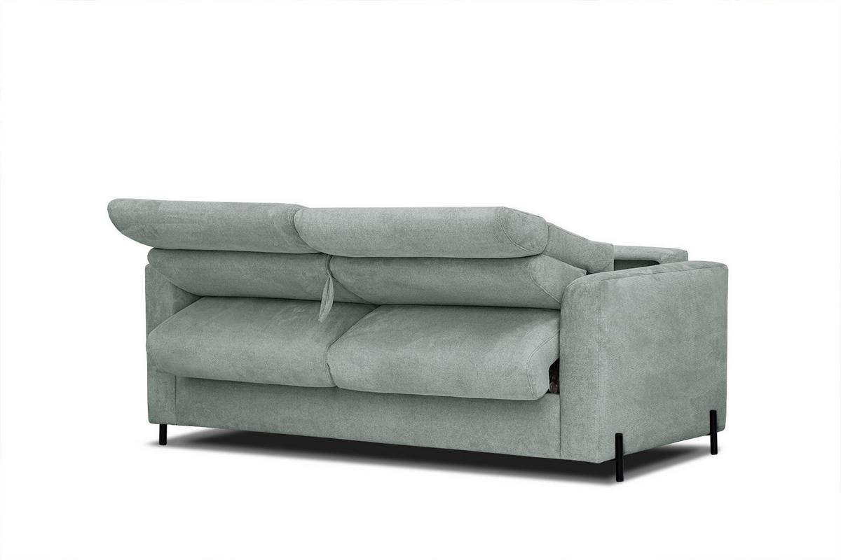 SOFA MEZO 3-Sitzer mit Schlaffunktion, platinfarben - Platinfarben/Schwarz, Holz/Textil (232/90/107cm) - Wozimo