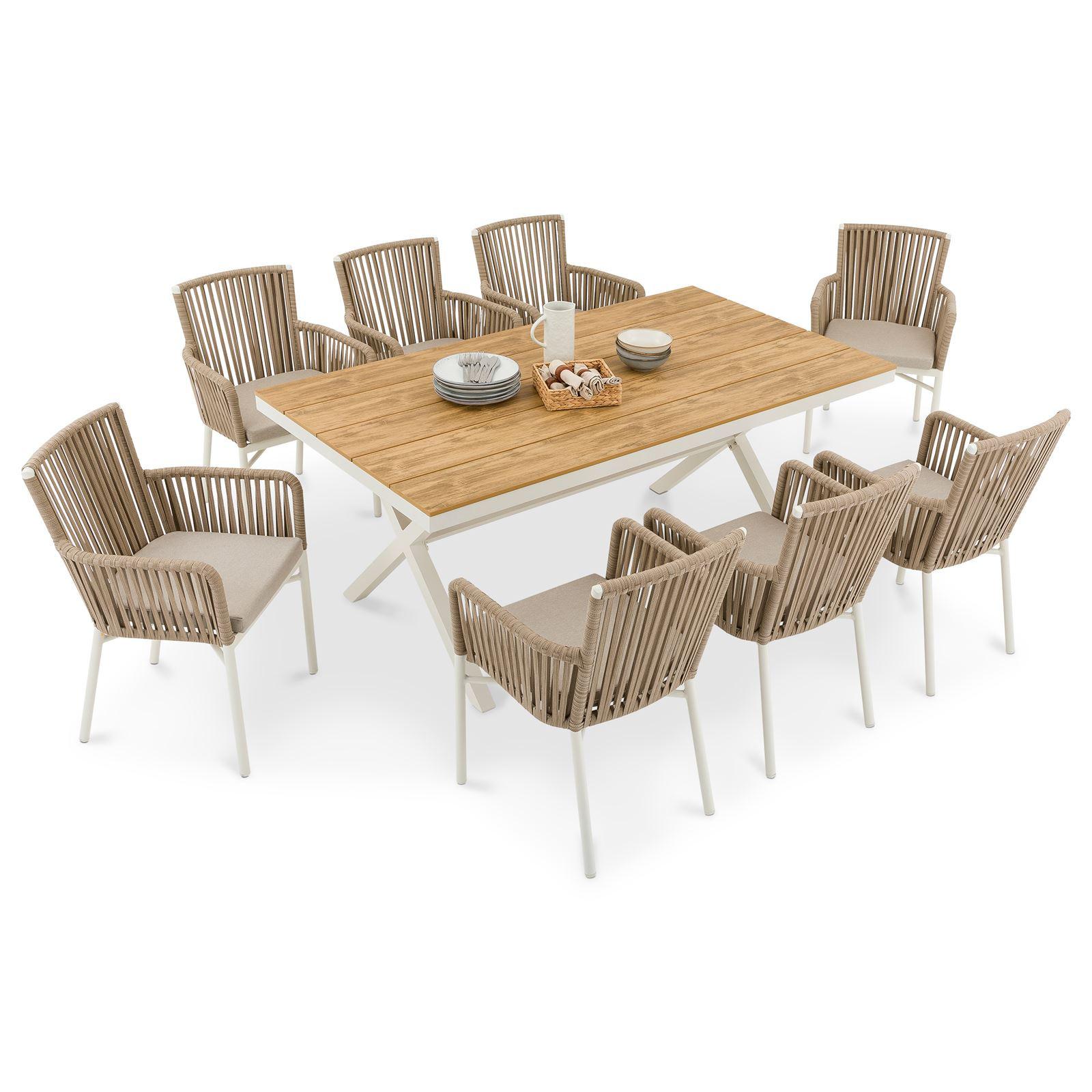GARTENMÖBEL SET AFUERA 9er Set natur, weiß - Naturfarben, Kunststoff - IDIMEX