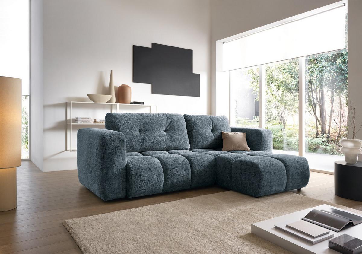 ECKSOFA ARTE 02 Dunkelblau Chenille mit Schlaffunktion - Dunkelblau, Holz (273/176cm) - MASSENO