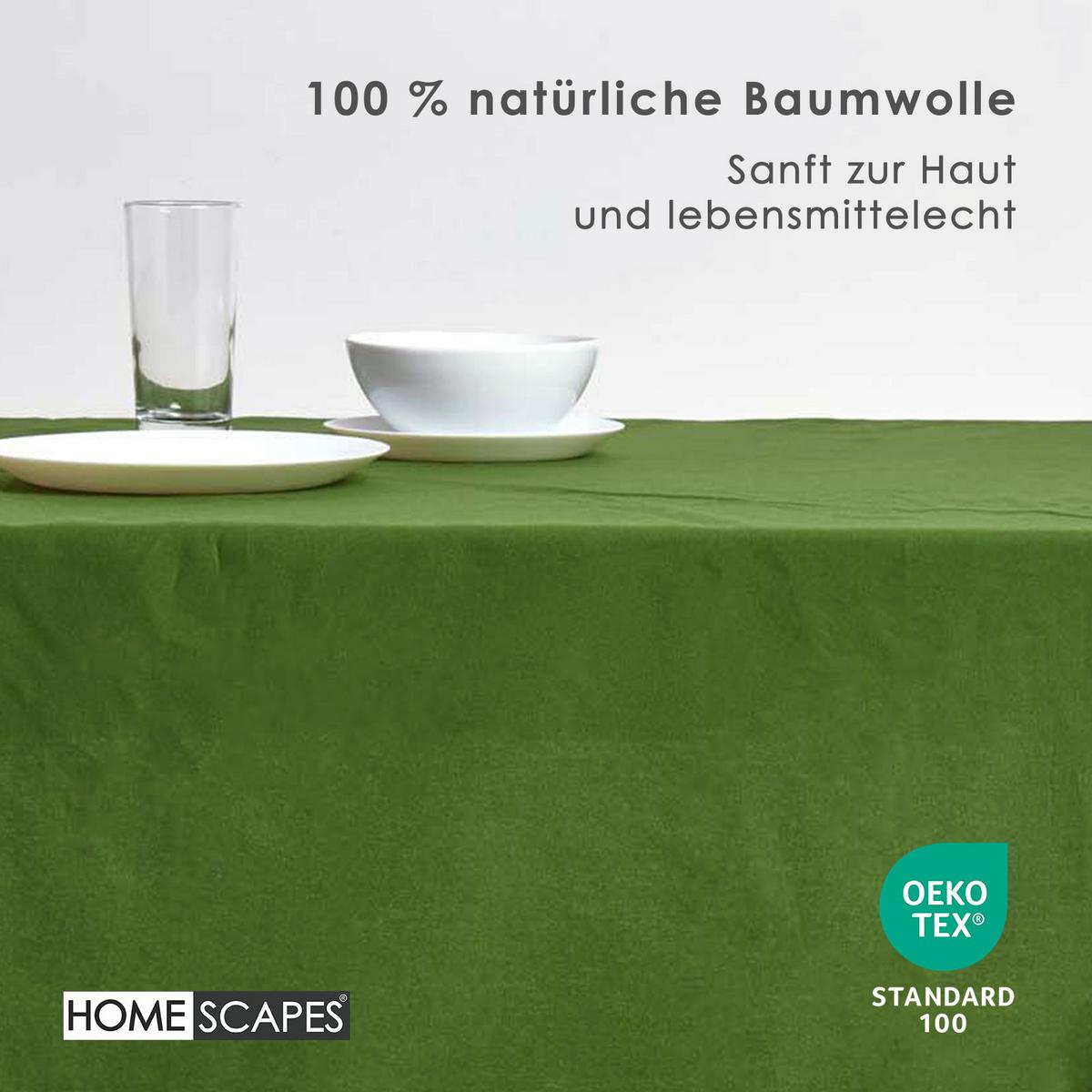 TISCHDECKE olivgrün 137/137 cm, 100% Baumwolle - Olivgrün, Textil (137/137cm) - Homescapes