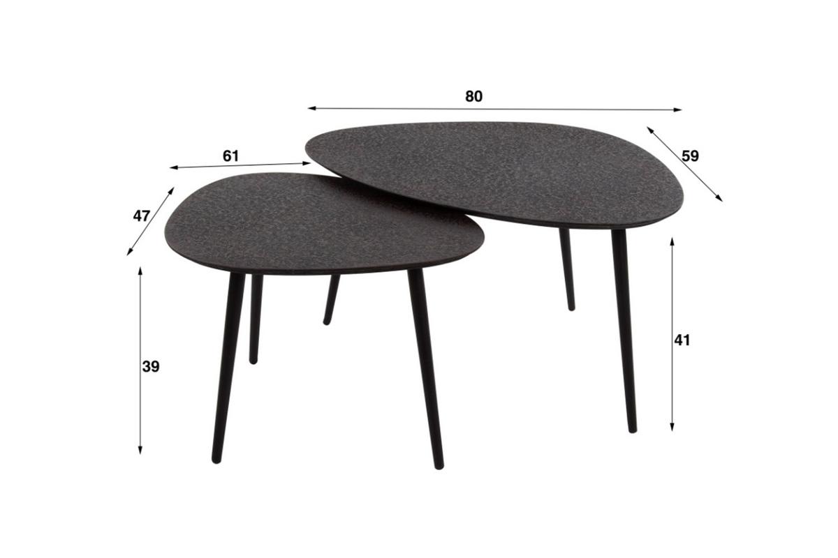 COUCHTISCH LAUCA 2ER SET Schwarz Metall - Schwarz, Metall (59/80/41cm) - KAWOLA