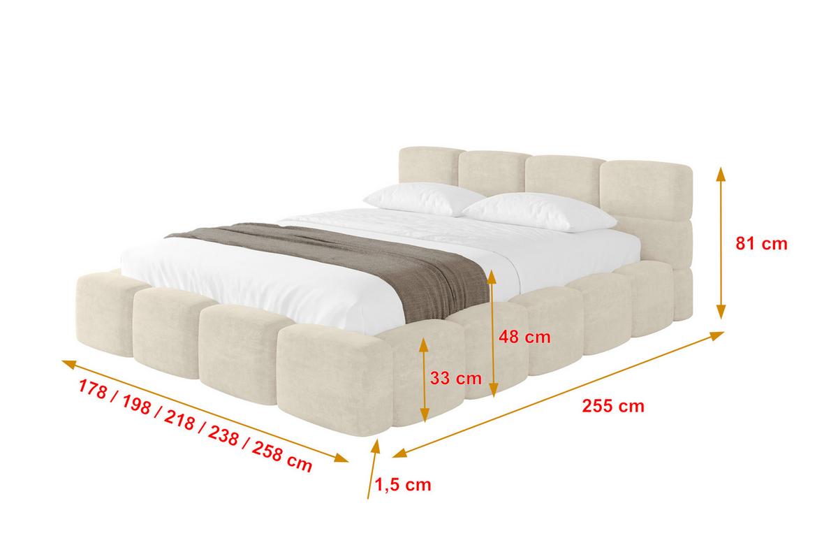 POLSTERBETT mit Bettkasten und Lattenrost, Bett mit Kopfteil, Boxbett ohne Matratze, Doppelbett mit Stauraum - NATA-v1 200x200 Beige - Cappuccino, Holzwerkstoff/Textil (200/200cm) - ALTDECOR