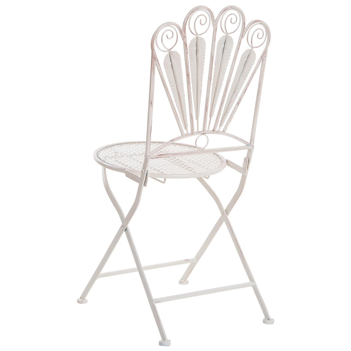 GARTENSTUHL 2er-Set klappbar Metall Cremeweiß Pavia - Weiß, Metall (40/91/47cm) - Beliani