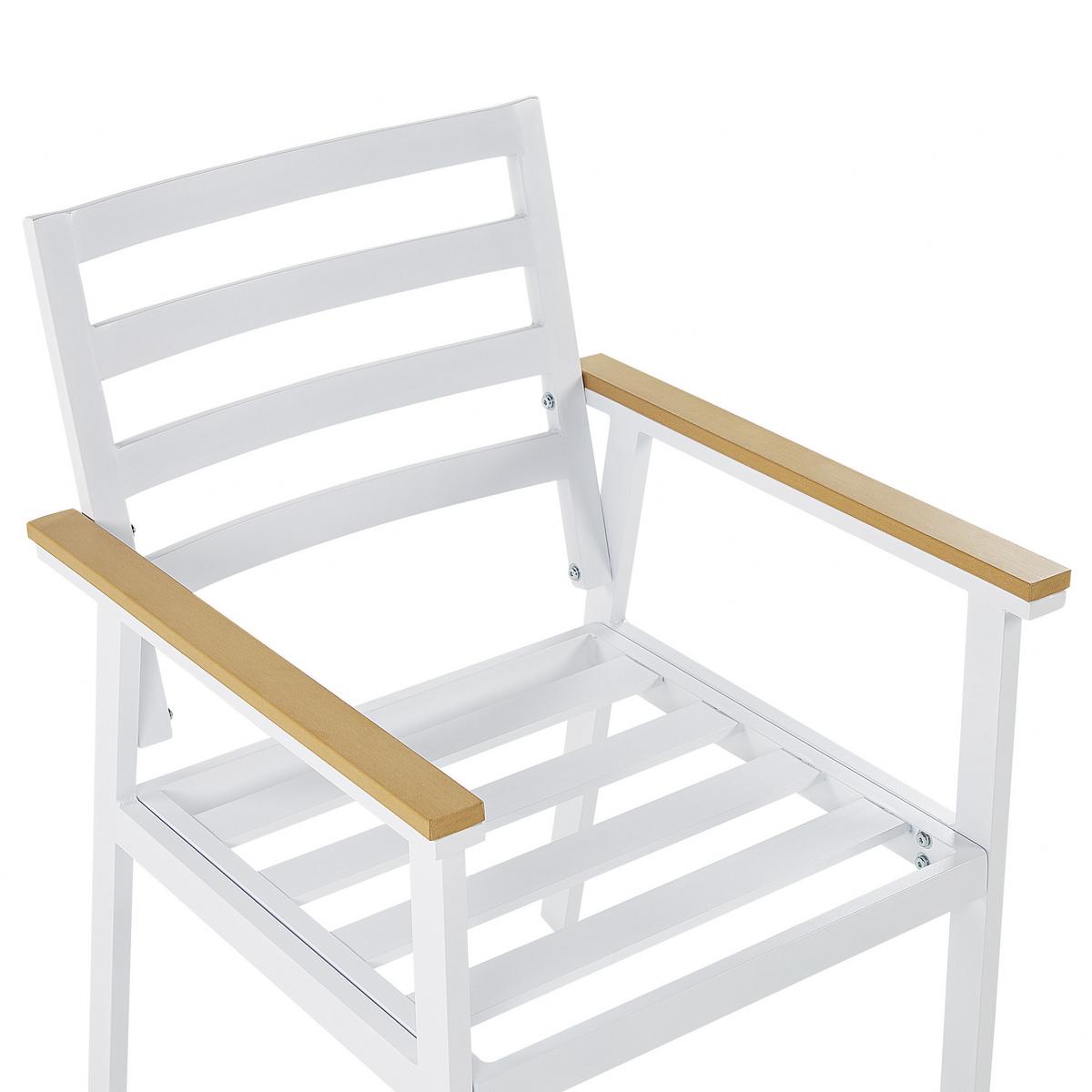 GARTENSTUHL 4er-Set Aluminium weiß Auflagen weiß Cavoli - Weiß, Metall (54/82/60cm) - Beliani