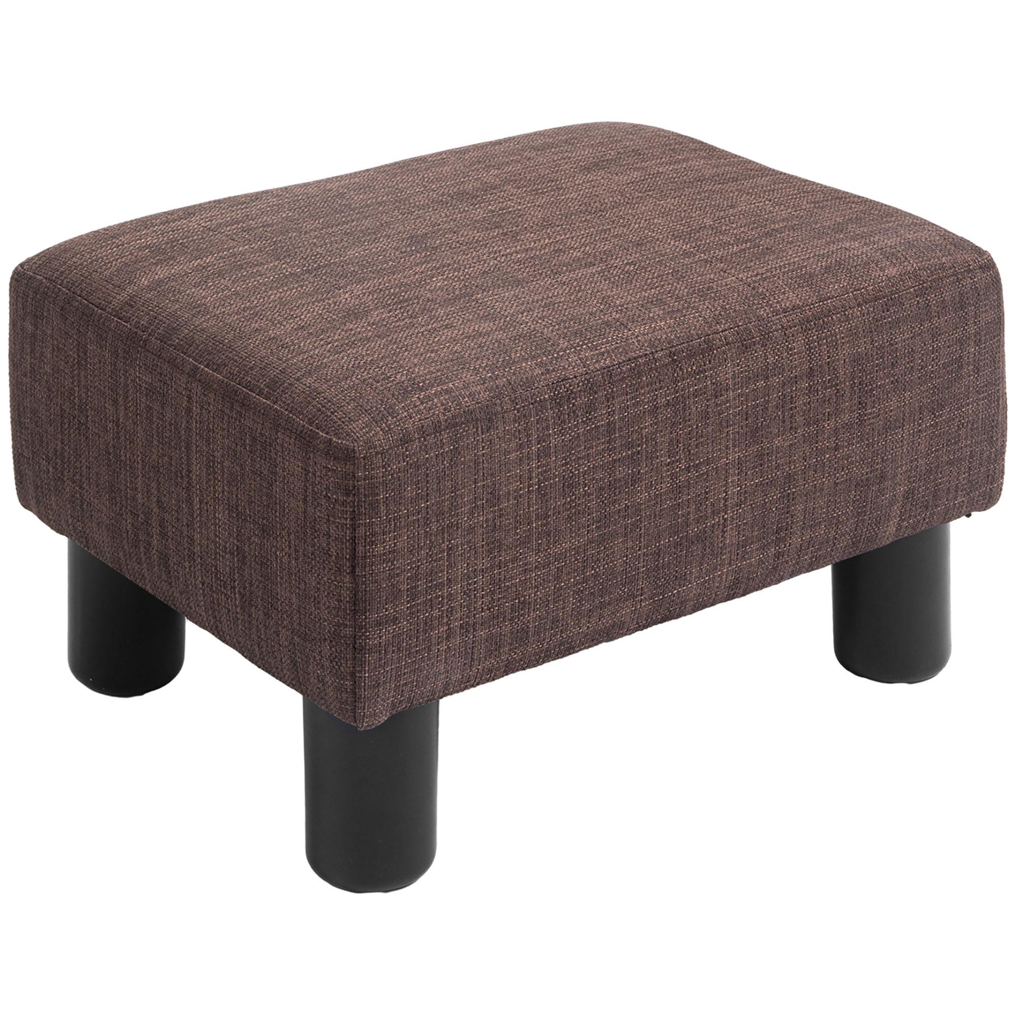 FUSSHOCKER, Sitzhocker, Rechteckiger Ottoman, Fußstütze aus Leinen, Braun - Braun, Textil (30/24/40cm) - HOMCOM