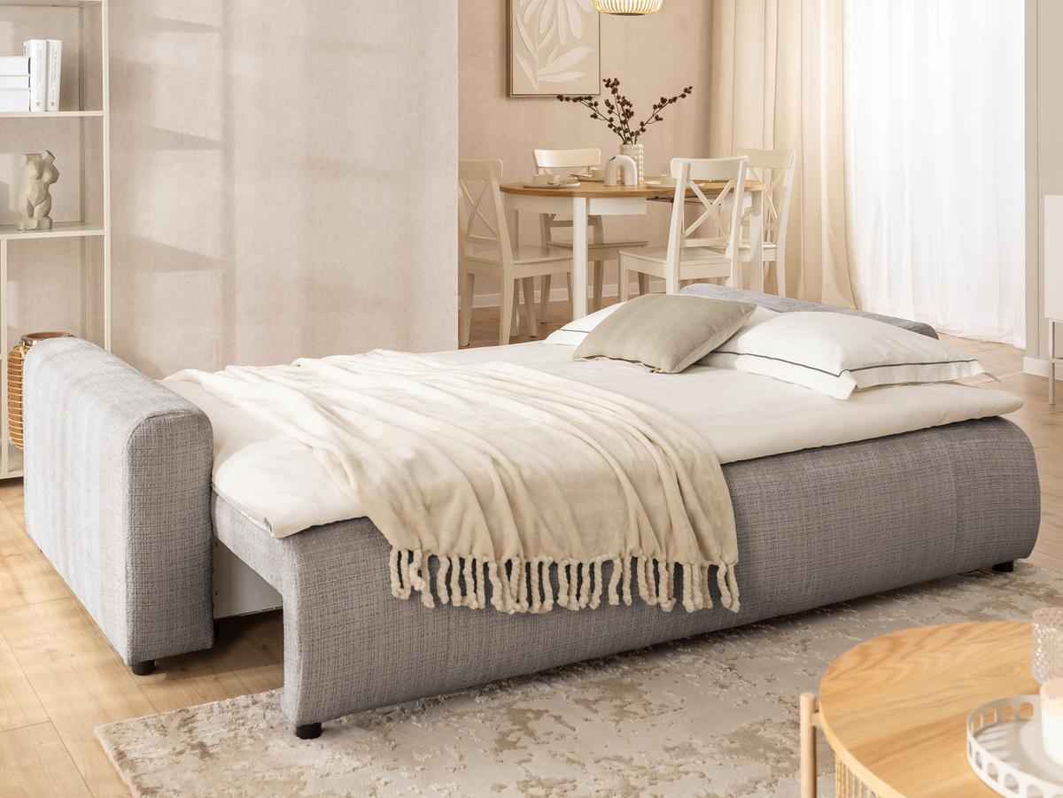 SCHLAFSOFA Calma mit Bettkasten im Bumpy-Design aus weichem Taupe Chenille-Stoff - Taupe/Schwarz, Holz/Kunststoff (239/88/98cm) - S-Style Möbel