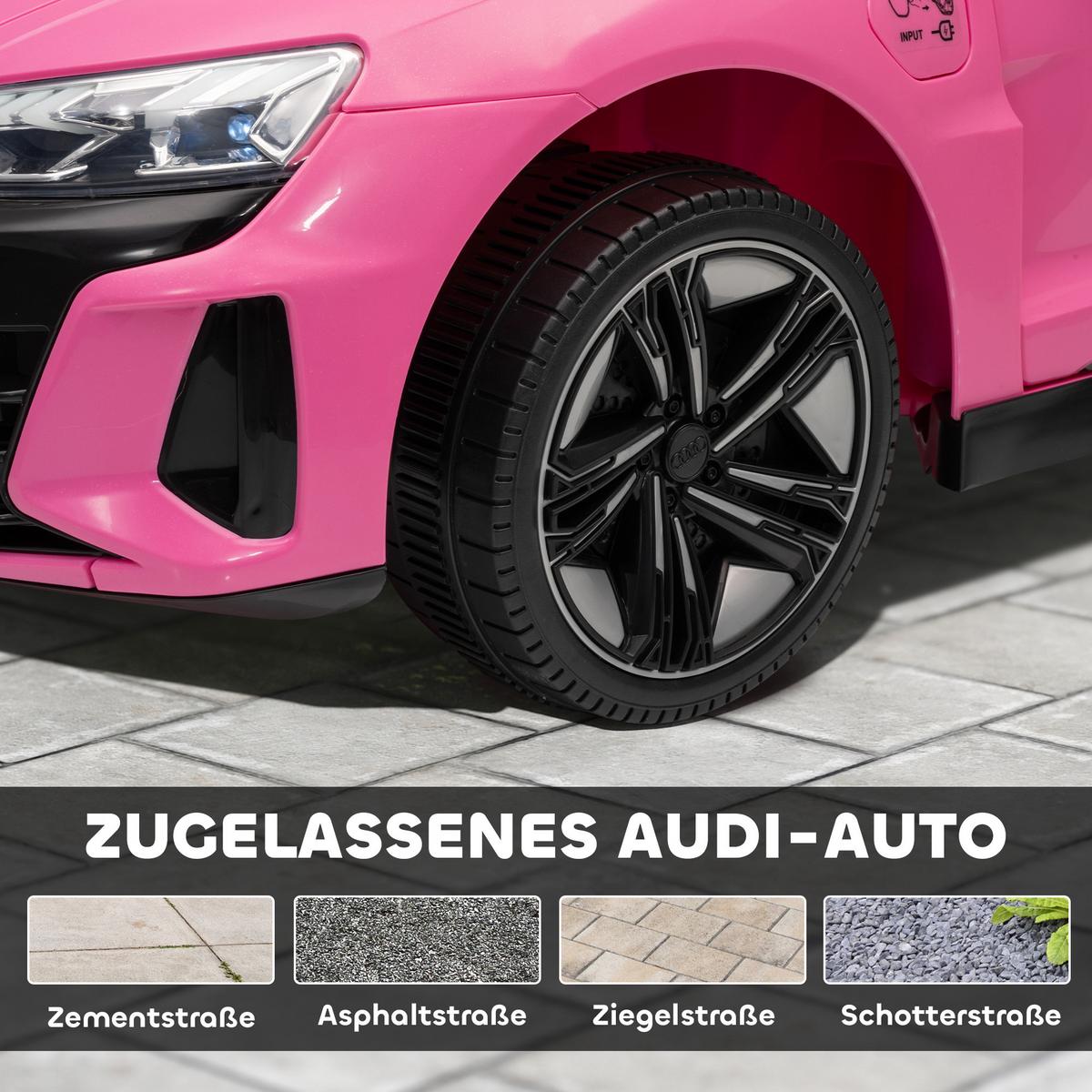 KINDER-ELEKTROAUTO mit Fernbedienung, Hupe, Musik, Scheinwerfer, Gurt, Rosa - Rosa, Metall (103/58/41cm) - HOMCOM