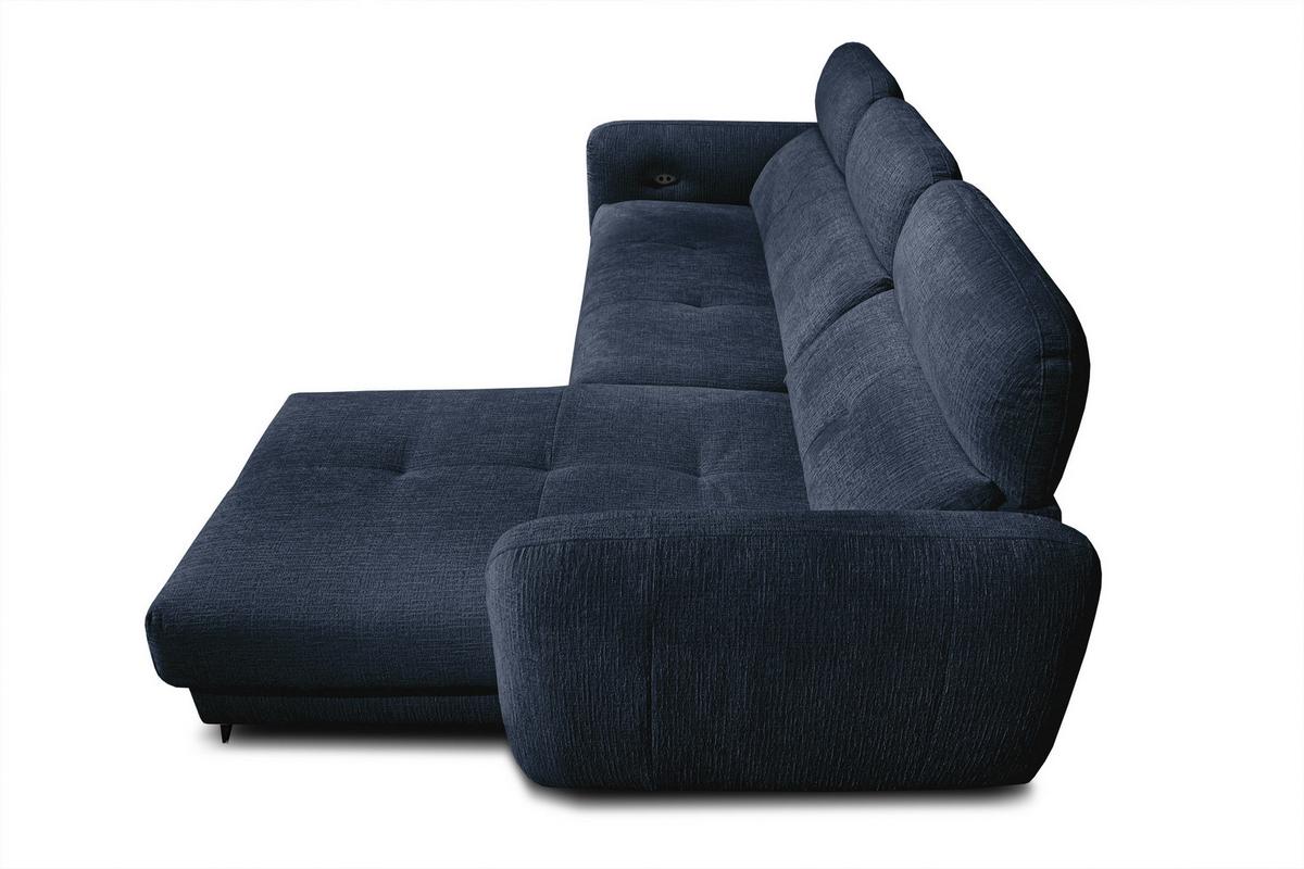 ECKSOFA SVEN 3-Sitzer, 1 Relax XL, verstellbare Kopfstützen, navy blue - Schwarz/Dunkelblau, Holzwerkstoff/Textil (256/163cm) - Wozimo