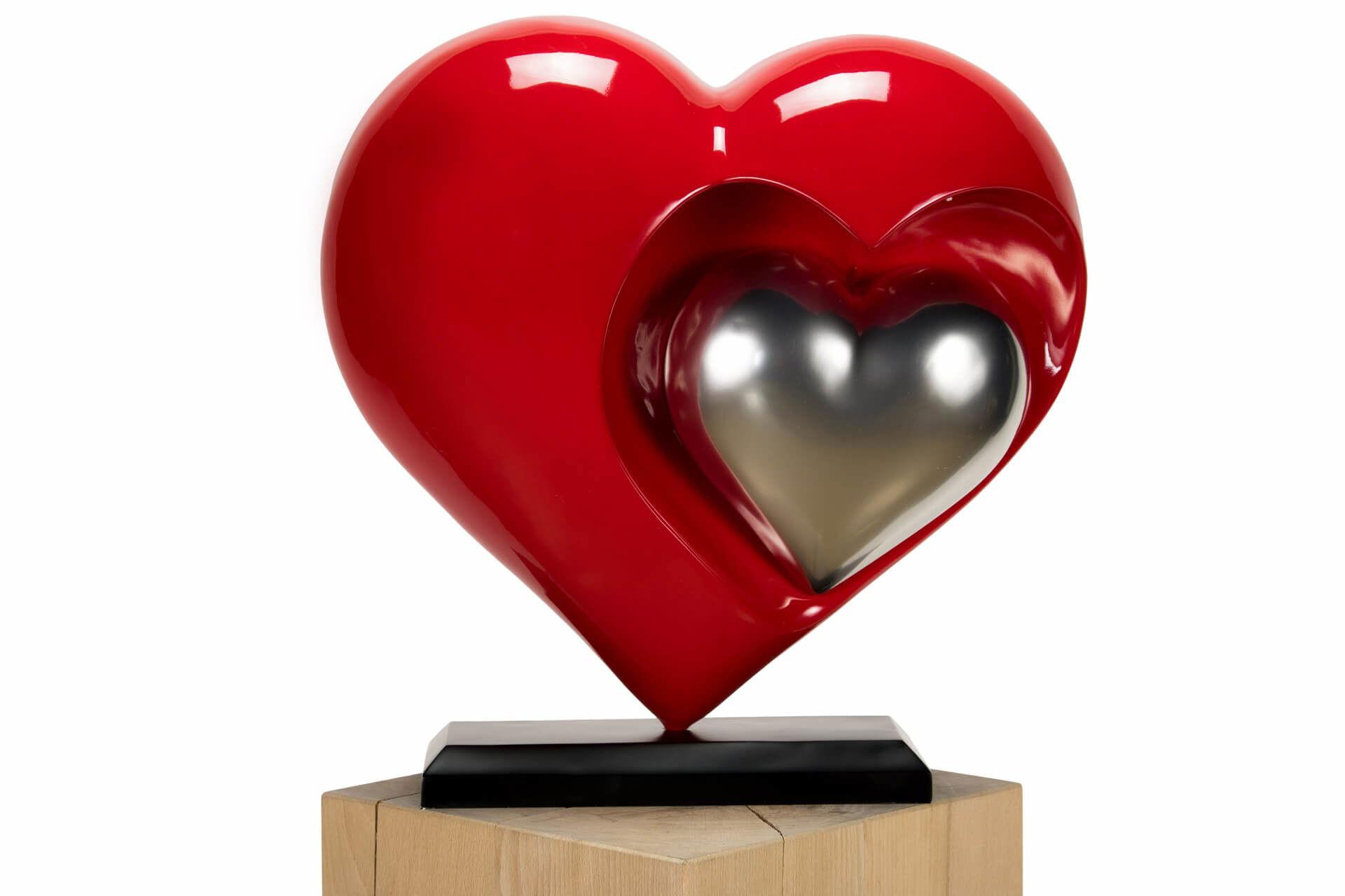 SKULPTUR Rot 47/44 cm - Rot/Silberfarben, Stein (5.8/44/20cm) - KUNSTLOFT