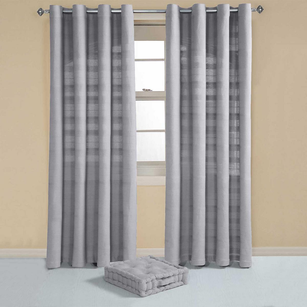 ÖSENVORHANG Rajput blickdicht 2er-Set, 167/182 cm - Hellgrau, Textil (167/182cm) - Homescapes