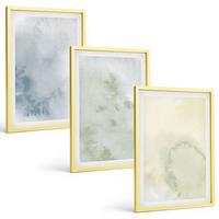 BILDER SET 3er Set - 40x60 cm Goldrahmen - Pastellfarben auf Leinwand - Goldfarben, Kunststoff (40/60cm) - TULUP