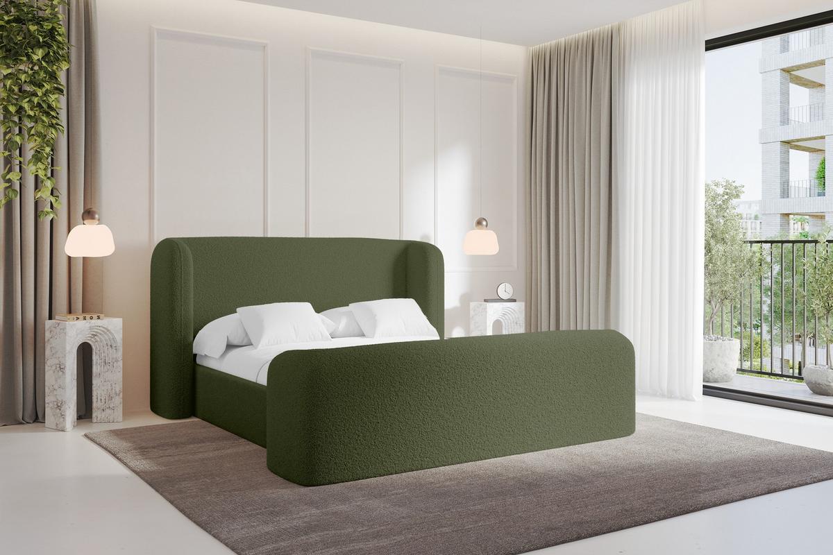POLSTERBETT mit Bettkasten, Fußteil und Lattenrost, Bett mit Matratze H3/H4 - ESTI-Z 140x200 Grün - Grün, Holzwerkstoff/Textil (140/200cm) - ALTDECOR