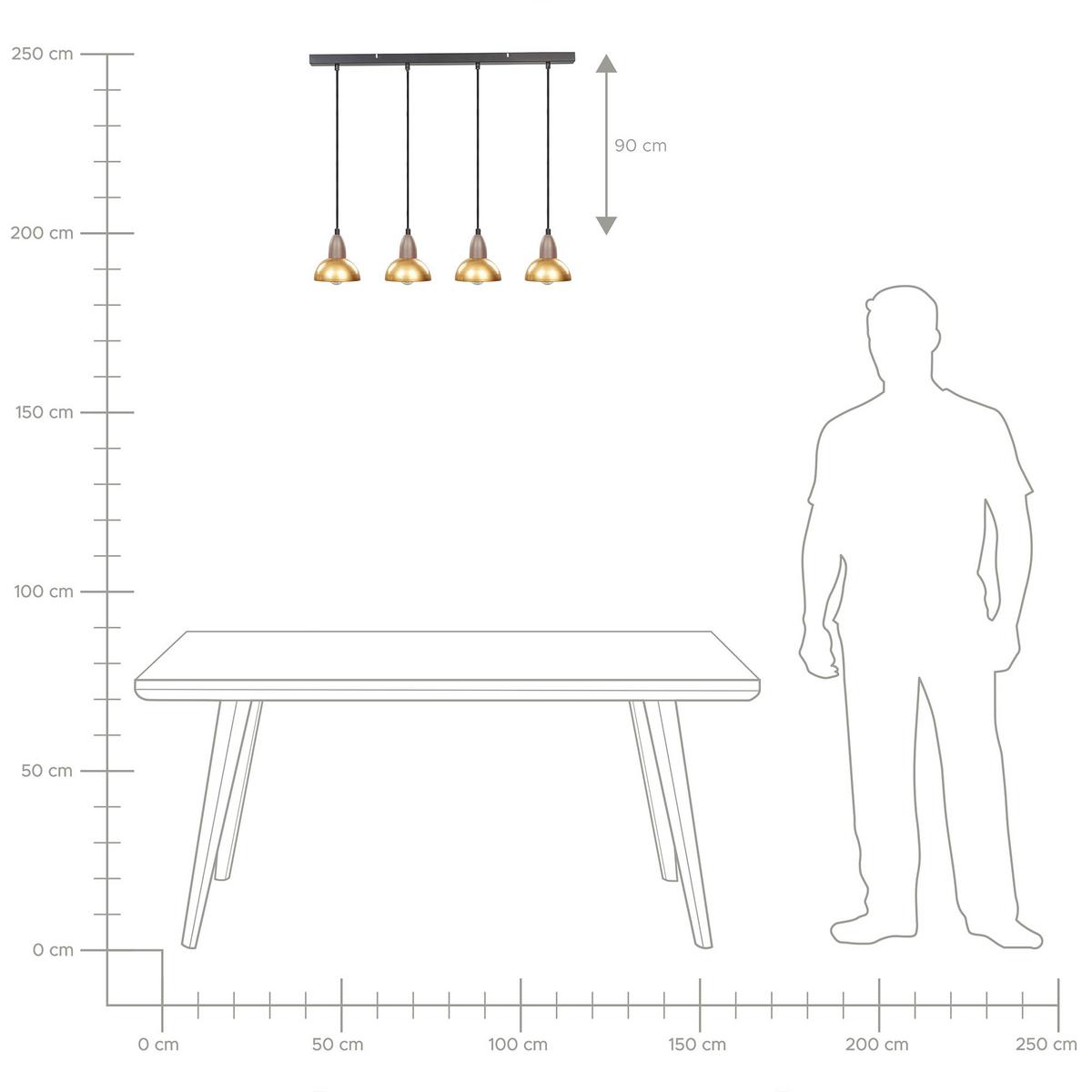 HÄNGELEUCHTE Castaly 16/75/110 cm - Messingfarben, Metall (16/75/110cm) - Beliani