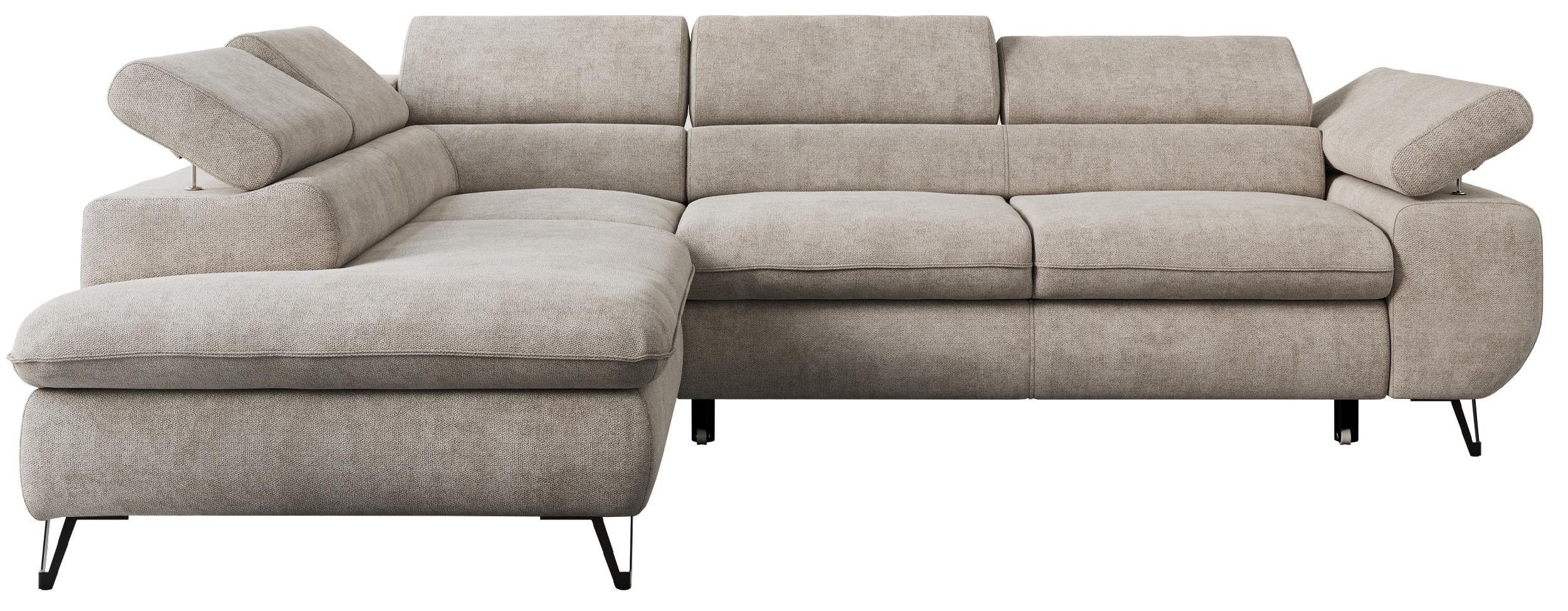 ECKSOFA PETER L Beige Struktur - Links Seite - Beige/Schwarz, Textil/Metall (208/273cm) - MKS