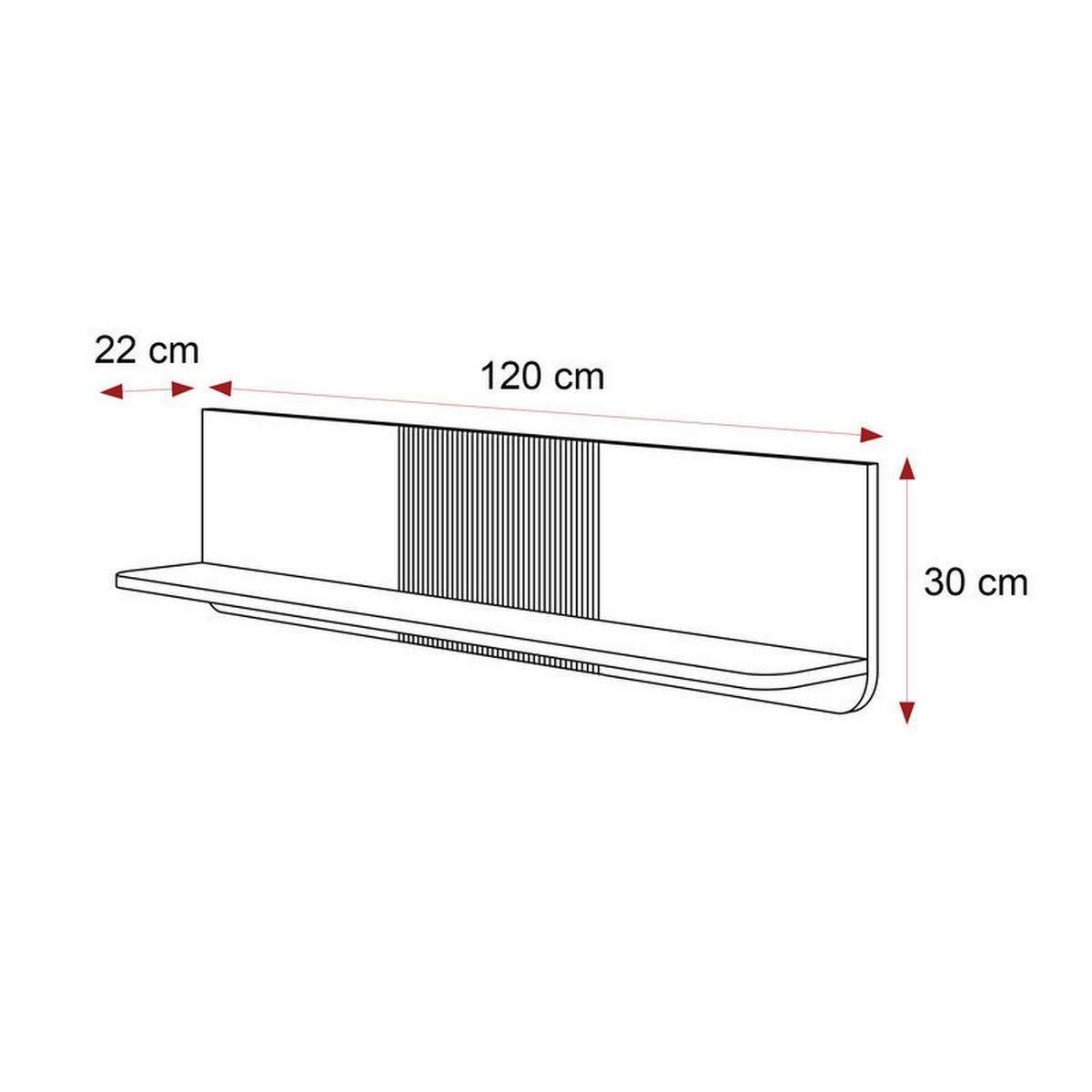 HÄNGEREGAL NAVANI 120 cm – Kaschmir / Stein - Grau, Holzwerkstoff/Metall (120/30/22cm) - Idohome