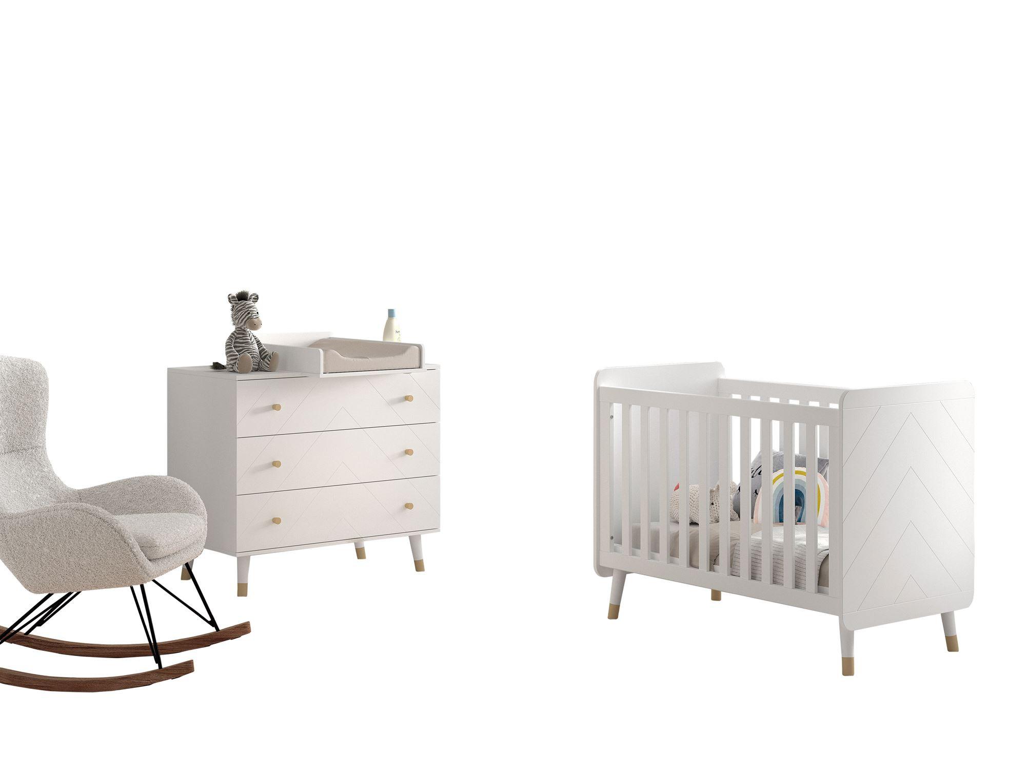 BABYZIMMER Set Kamillah 3 aus MDF in Satin Weiß - Weiß, Holzwerkstoff (224/96/74cm) - 58aufmkessel
