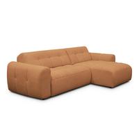 ECKSOFA LUMERO 4-Sitzer RECHTS, orange - Schwarz/Orange, Holz/Textil (275/166cm) - Courtois Laville