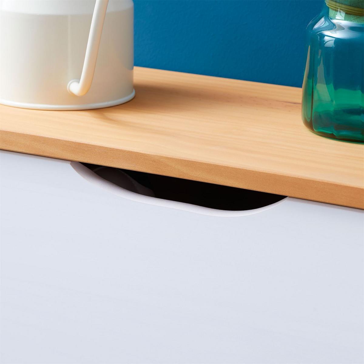 SCHUHSCHRANK BASIL weiß/braun - Weiß/Braun, Holz (59/116/25cm) - IDIMEX
