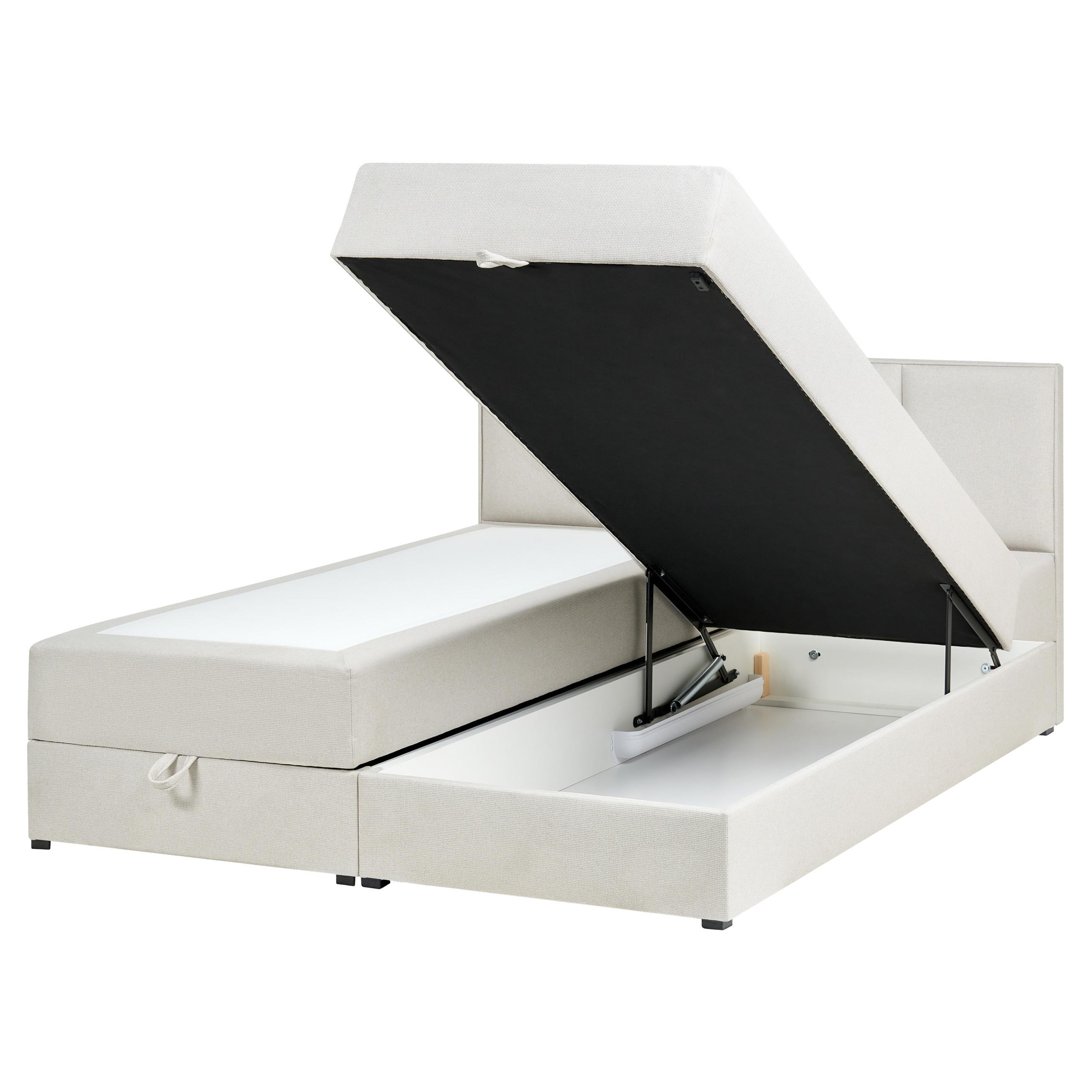 BOXBETT mit Stauraum 160/200 cm Stoff Cremeweiß Baronet - Creme, Textil (160/200cm) - Beliani