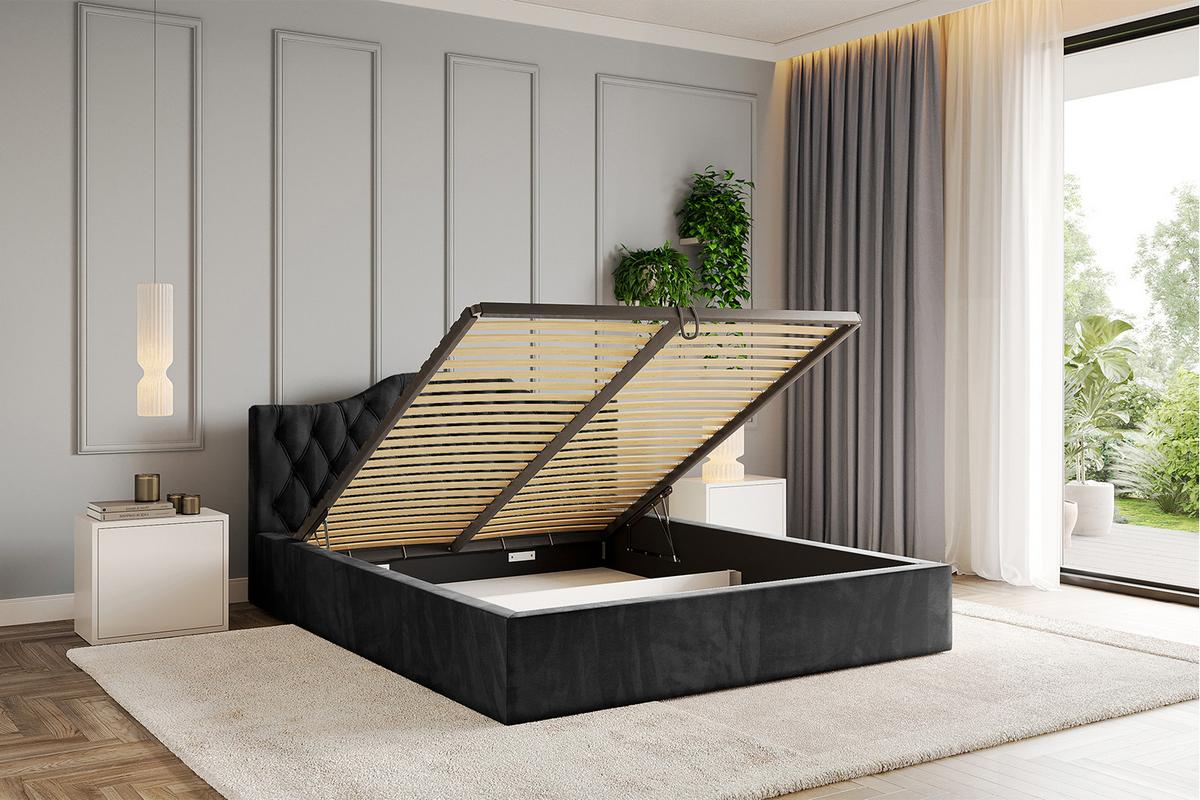 POLSTERBETT mit Bettkasten und Lattenrost, Bett mit Matratze H3/H4 - FALIO-V1 120x200 Schwarz - Schwarz, Holzwerkstoff/Textil (120/200cm) - ALTDECOR