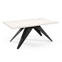 ESSTISCH Vivo, Rechteckiger Tisch mit Ausziehfunktion, 160-260x90 cm, Schwarz+Marmor Bianco - Schwarz/Weiß, Metall (160/90/76cm) - Beautysofa