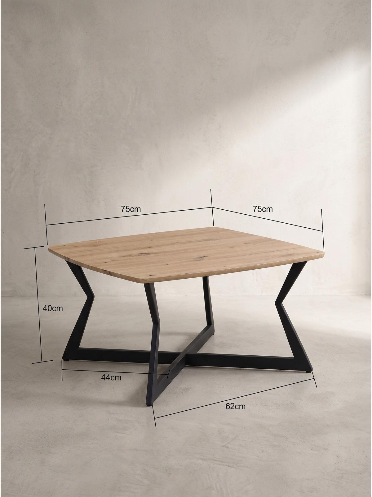 COUCHTISCH PRAIANO, MDF, in Eichenoptik, Eiche-Schwarz, 75 x 75 x 40 cm - Schwarz/Braun, Holzwerkstoff/Metall (75/75/40cm) - KADIMA DESIGN