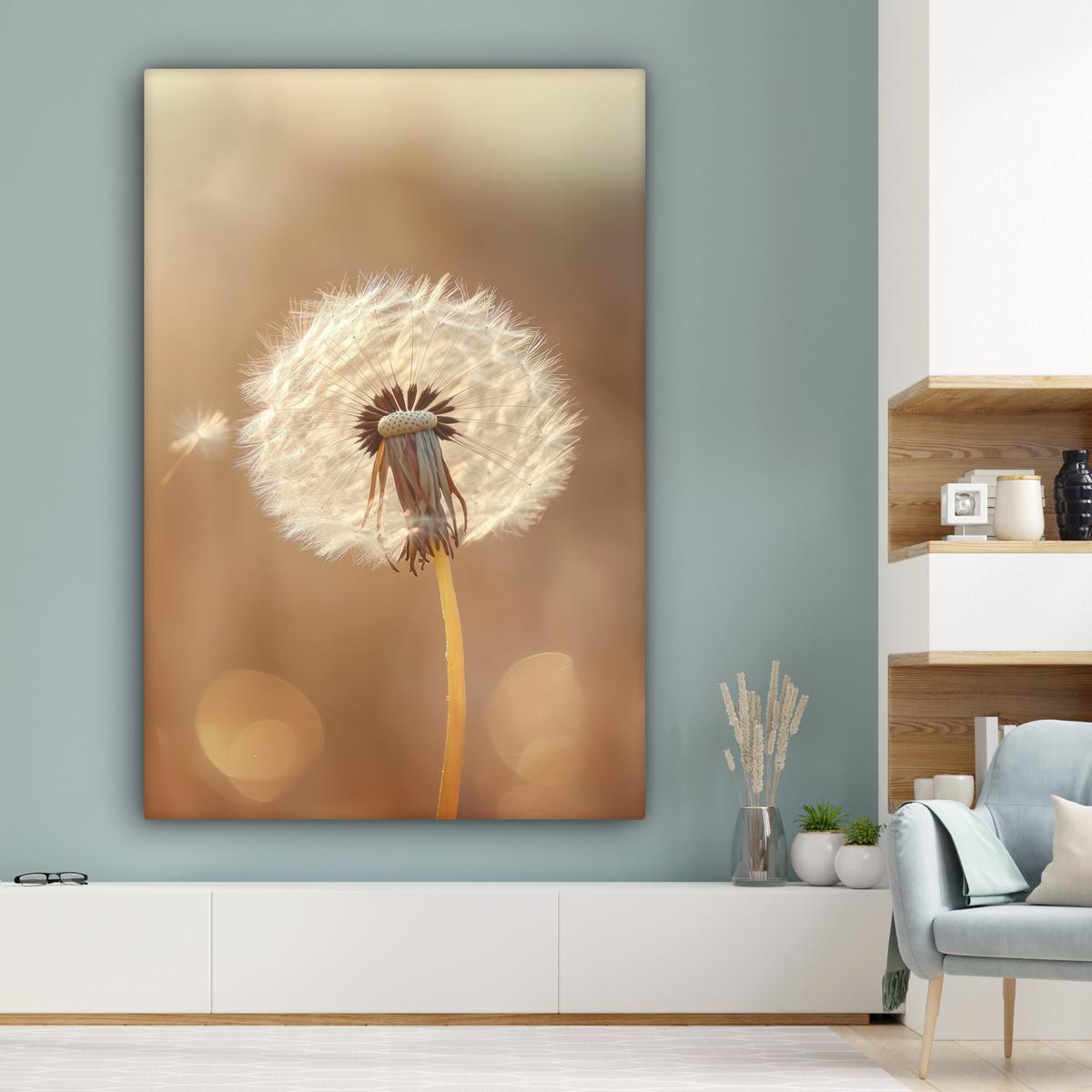 LEINWANDBILD Löwenzahn - Beige - Natur - Blume Deko Groß 90x140 cm - Hellbraun, Textil (90/140cm) - MuchoWow