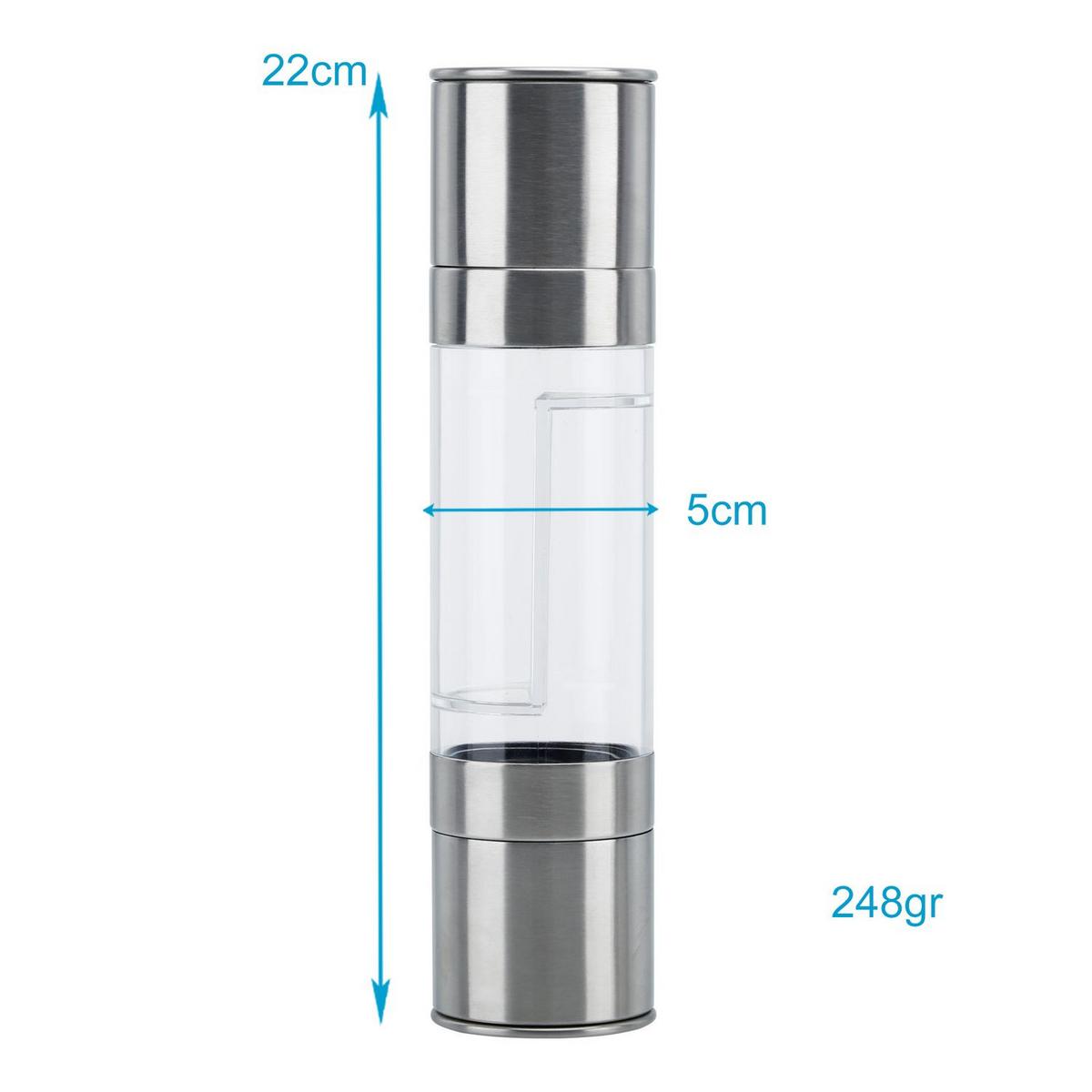 PFEFFERMÜHLE 2 in 1 - Silberfarben, Metall (5.3/5.3/22cm) - Intirilife