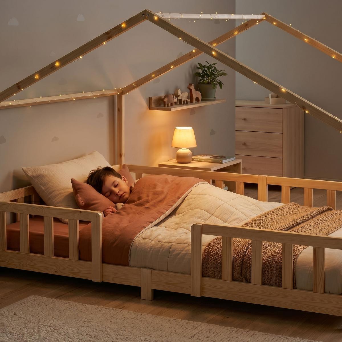 HAUSBETT Treviolo - Naturfarben, Holz (120/200cm) - [en.casa]