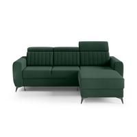 ECKSCHLAFSOFA Connor I verstellbare Kopfstützen, Dunkelgrün - Dunkelgrün/Schwarz, Textil (238/176cm) - Beautysofa