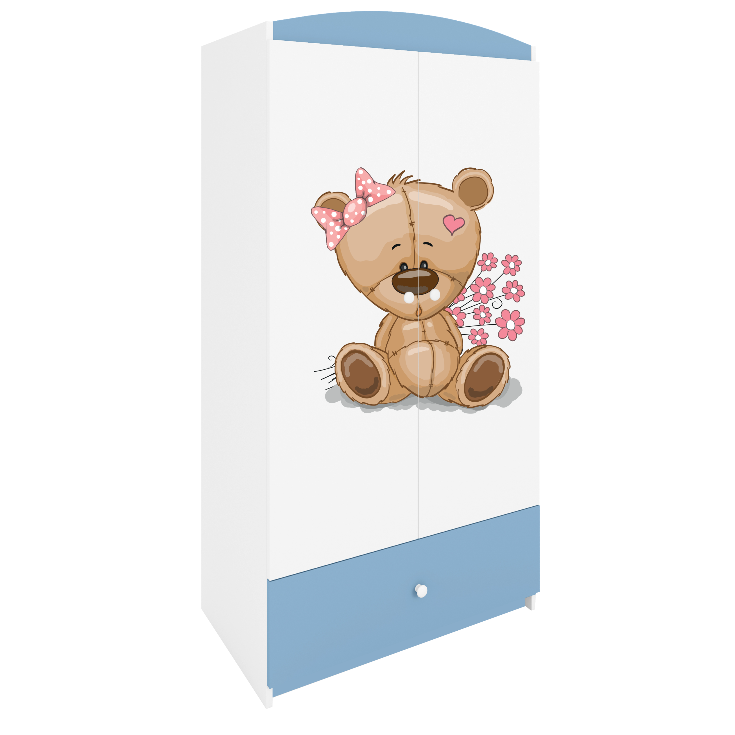KINDERKLEIDERSCHRANK Teddybär II - Blau, Holzwerkstoff (90/175/52cm) - RAUMHIRSCH FURNITURE