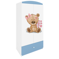 KINDERKLEIDERSCHRANK Teddybär II - Blau, Holzwerkstoff (90/175/52cm) - RAUMHIRSCH FURNITURE