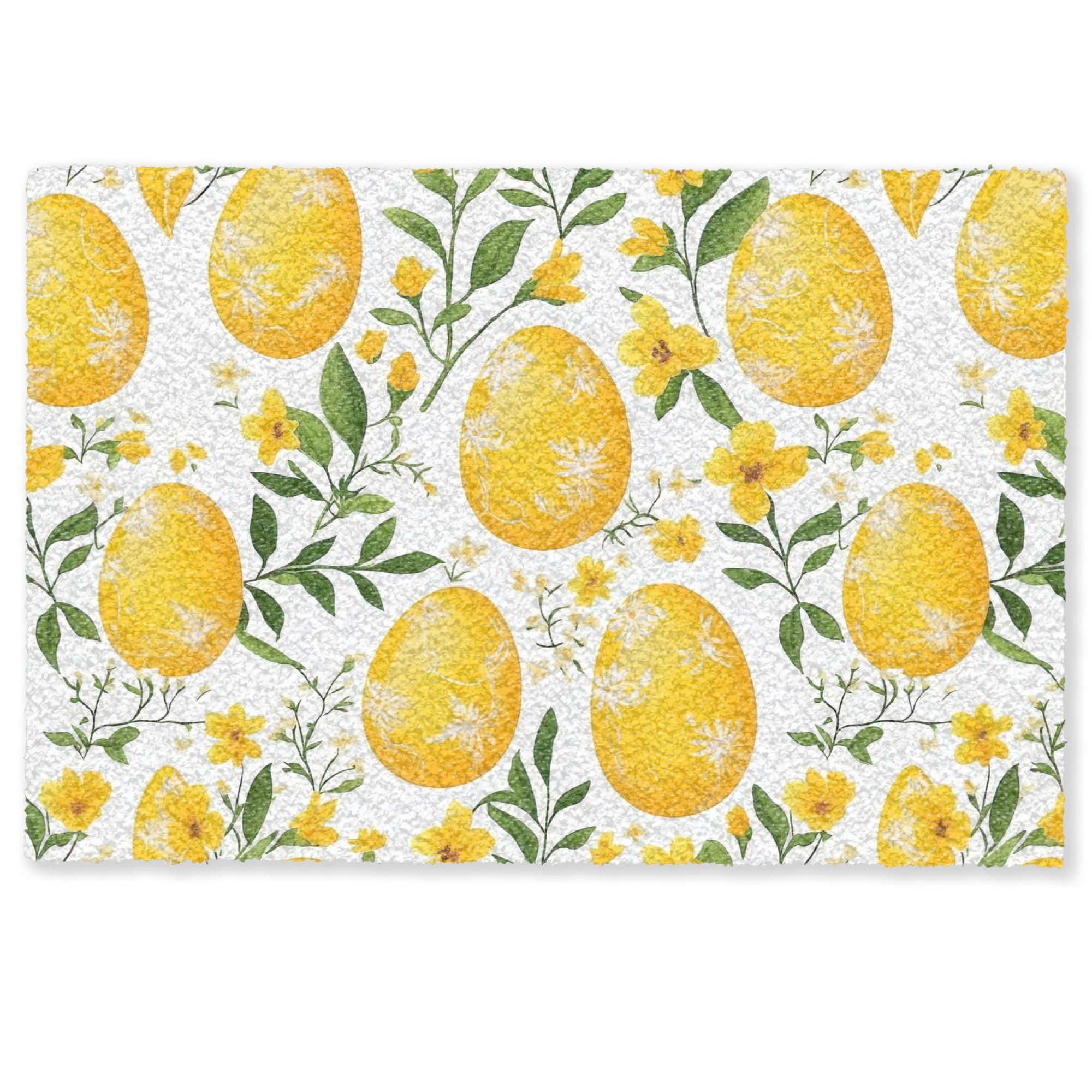 FUSSMATTE Blumen - Ostereier - Gelb Teppichmatte 60x40 cm - Gelb, Kunststoff (40/60cm) - MuchoWow