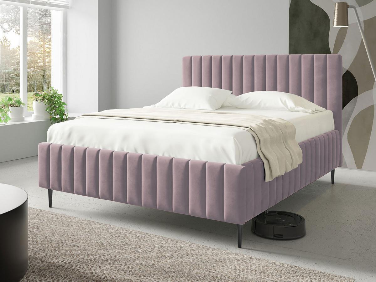 POLSTRBETT Lewezo Leg - Violett/Schwarz, Holzwerkstoff/Textil (180/200cm) - MIRJAN24