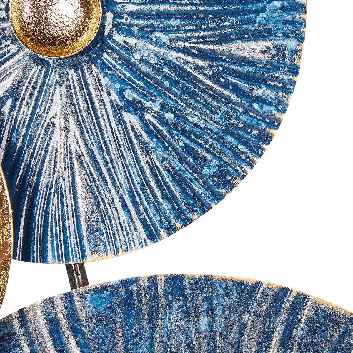 WANDDEKORATION Metall blau/gold Actinium - Blau, Metall (90/51/7cm) - Beliani
