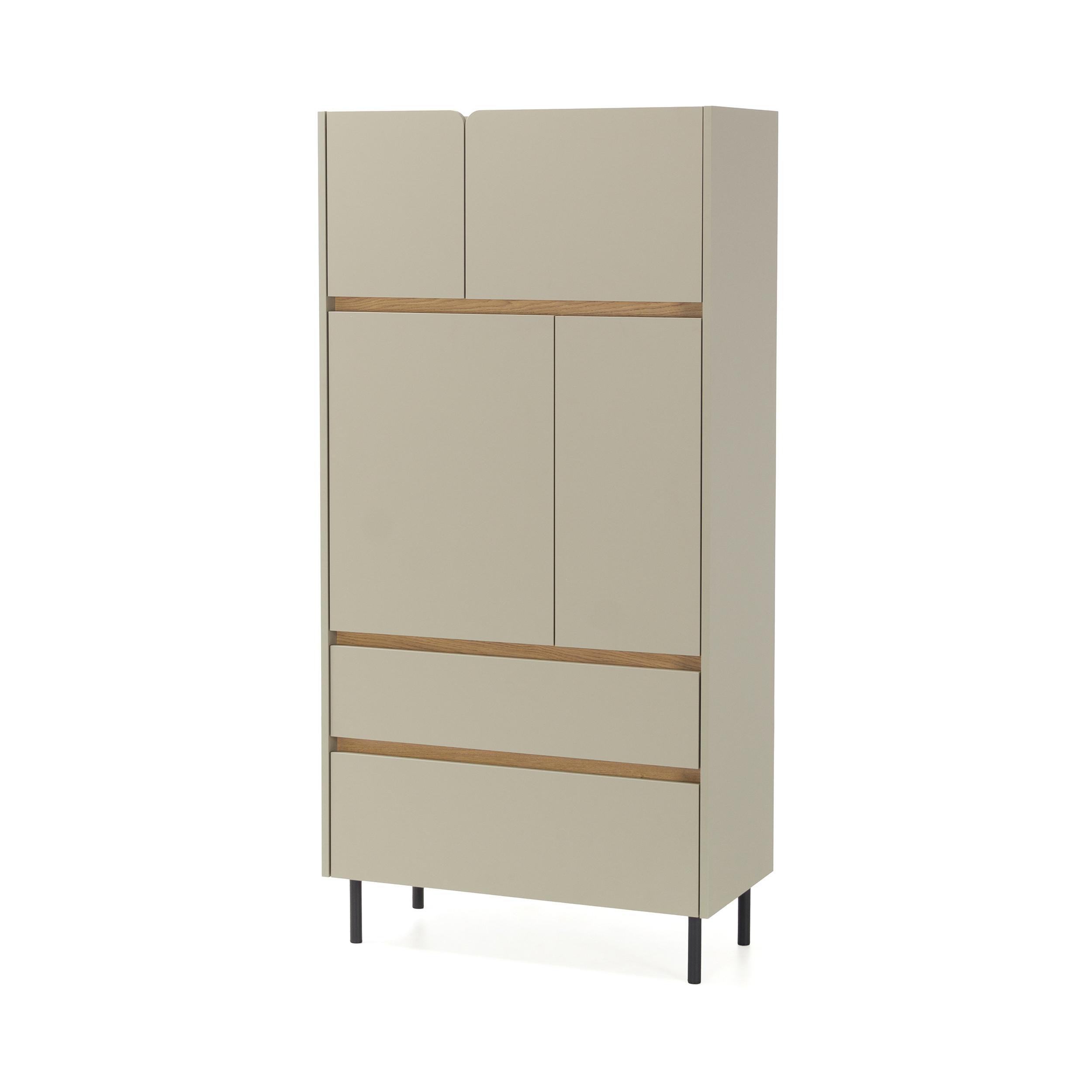 HIGHBOARD Lico mit 2 Schubalden und 4 Türen, Eukalyptus - Eukalyptusholzfarben, Holzwerkstoff (80/165/40cm) - Beautysofa