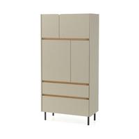 HIGHBOARD Lico mit 2 Schubalden und 4 Türen, Eukalyptus - Eukalyptusholzfarben, Holzwerkstoff (80/165/40cm) - Beautysofa