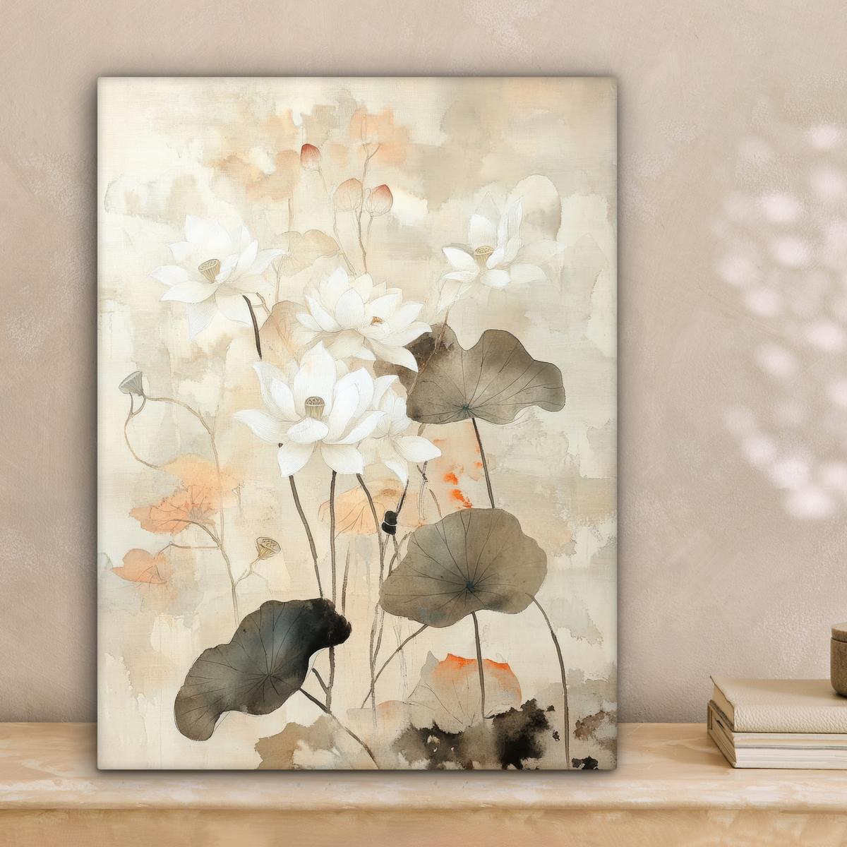 LEINWANDBILD Blumen - Japandi - Wabi sabi Room Decor 30x40 cm - Sandfarben, Textil (30/40cm) - MuchoWow